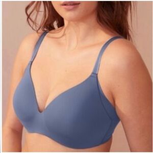 Knix WingWoman Contour Bra Chambray Blue Size 6